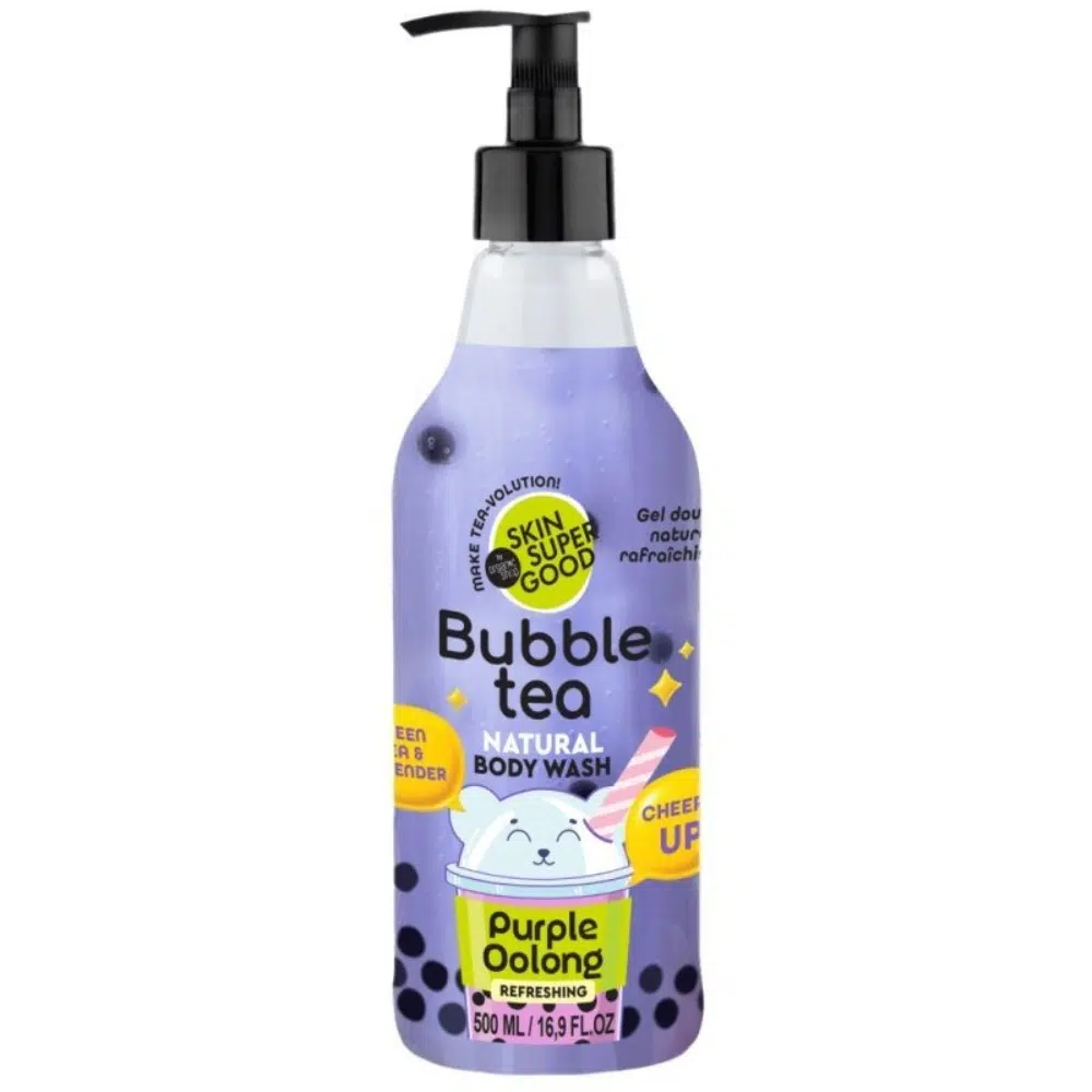 Skin Super Good Bubble Tea Purple Oolong frissítő tusfürdő zöld teával és levendulával - 500ml 1 Skin Super Good Bubble Tea Purple Oolong frissítő tusfürdő zöld teával és levendulával - 500ml