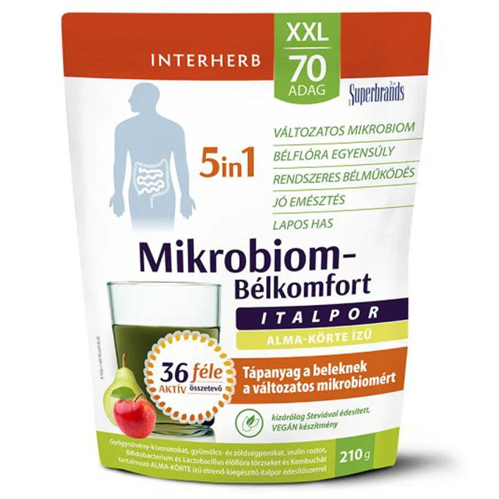 Interherb XXL Mikrobiom-Bélkomfort 5in1 alma-körte italpor - 210g 1 Interherb XXL Mikrobiom-Bélkomfort 5in1 alma-körte italpor - 210g