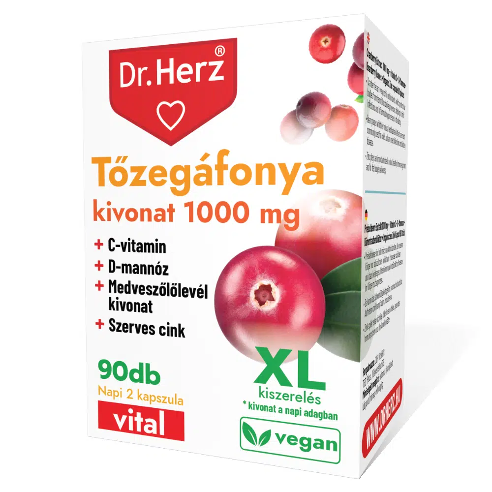 Dr. Herz Tőzegáfonya kivonat 1000mg XL kapszula - 90db 1 Dr. Herz Tőzegáfonya kivonat 1000mg XL kapszula - 90db