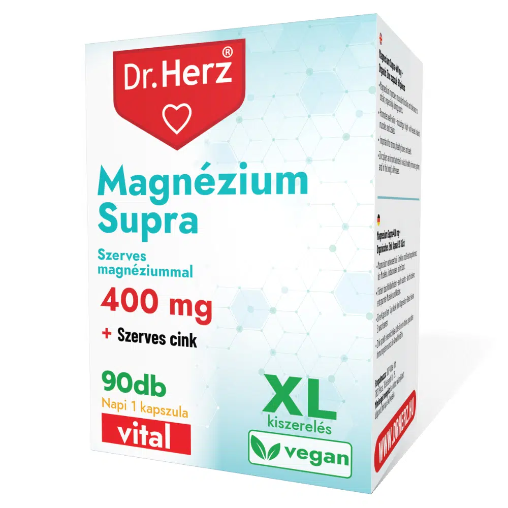 Dr. Herz Magnézium Supra 400mg + Szerves Cink XL kapszula - 90db 1 Dr. Herz Magnézium Supra 400mg + Szerves Cink XL kapszula - 90db