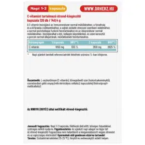 Dr. Herz C-vitamin 1050mg PURE XXL kapszula - 120db 3 Dr. Herz C-vitamin 1050mg PURE XXL kapszula - 120db - Image 2