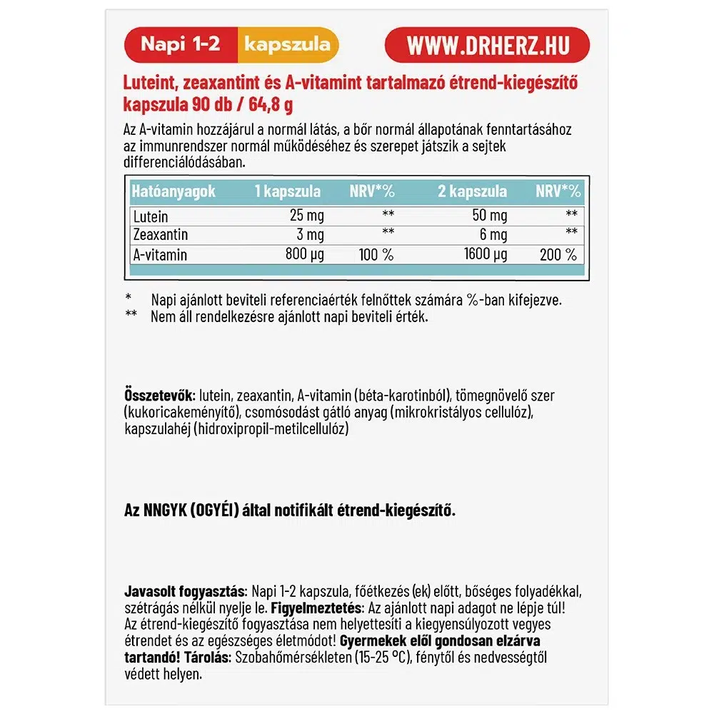 Dr. Herz Lutein Forte 25mg XL kapszula - 90db 2 Dr. Herz Lutein Forte 25mg XL kapszula - 90db - Image 2