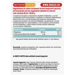 Dr. Herz Magnézium Supra 400mg + Szerves Cink XL kapszula - 90db 3 Dr. Herz Magnézium Supra 400mg + Szerves Cink XL kapszula - 90db - Image 2