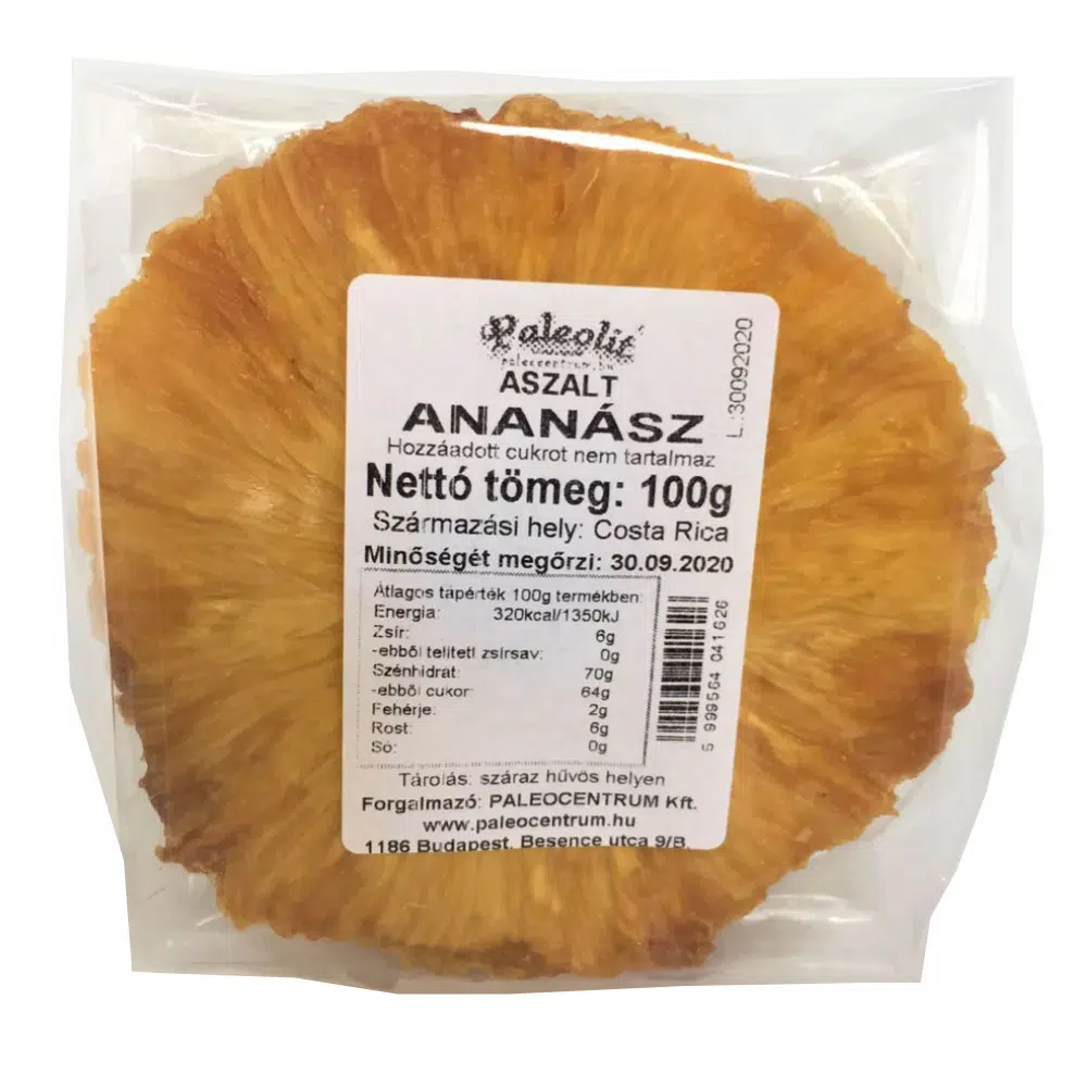 Paleolit Aszalt ananász szelet - 100g 1 Paleolit Aszalt ananász szelet - 100g