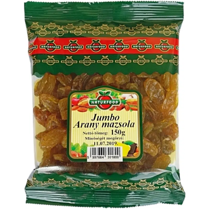 Naturfood jumbo arany mazsola 150g 1 Naturfood jumbo arany mazsola 150g