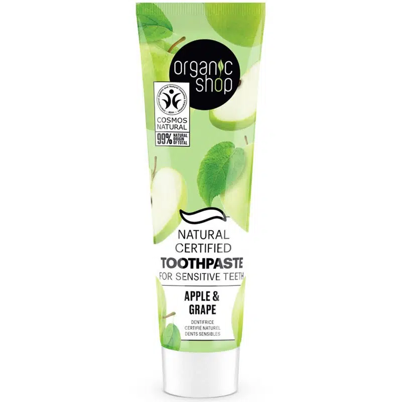 Organic Shop Minősített fogkrém érzékeny fogakra almával és szőlővel 100g 1 Organic Shop Minősített fogkrém érzékeny fogakra almával és szőlővel 100g