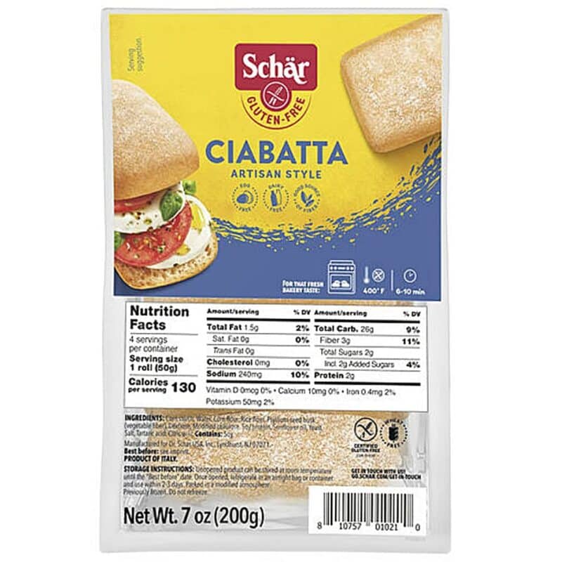 Schar gluténmentes ciabatta zsemle elösütőtt 4x50g 200g 1 Schar gluténmentes ciabatta zsemle elösütőtt 4x50g 200g