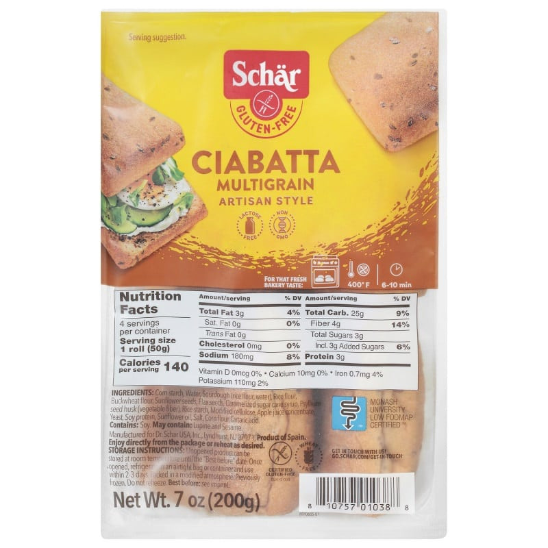 Schar gluténmentes ciabatta zsemle elősütött magvas 4x50g 200g 1 Schar gluténmentes ciabatta zsemle elősütött magvas 4x50g 200g