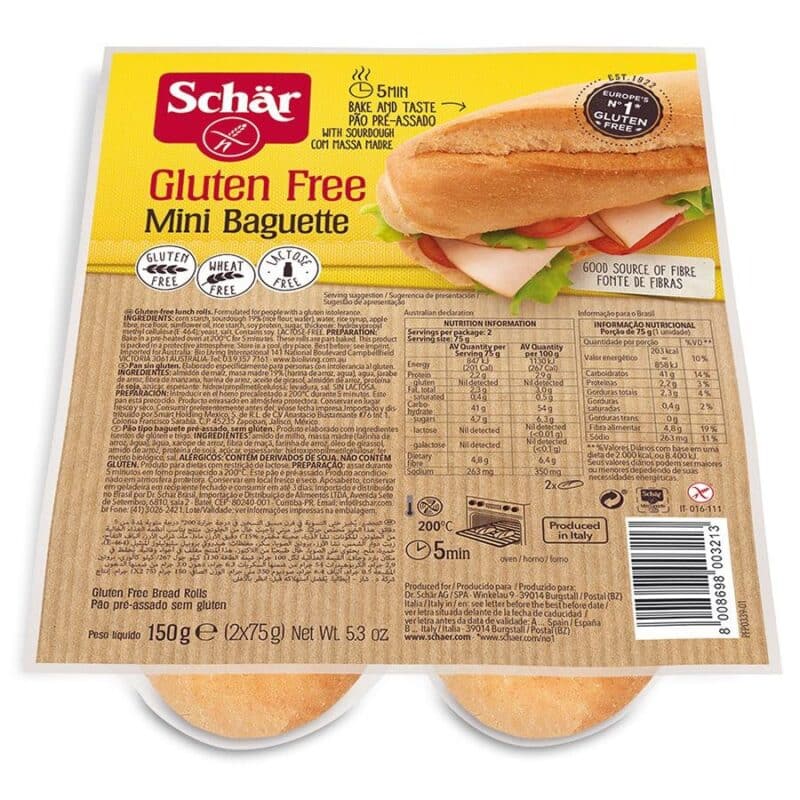 Schar gluténmentes mini bagett elősütött 2x75g 150g 1 Schar gluténmentes mini bagett elősütött 2x75g 150g