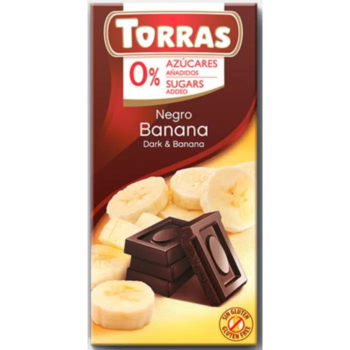 Torras étcsokoládé banános cukor- és gluténmentes 75g 1 Torras étcsokoládé banános cukor- és gluténmentes 75g