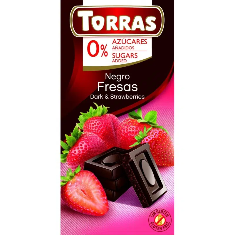 Torras étcsokoládé epres cukor- és gluténmentes 75g 1 Torras étcsokoládé epres cukor- és gluténmentes 75g