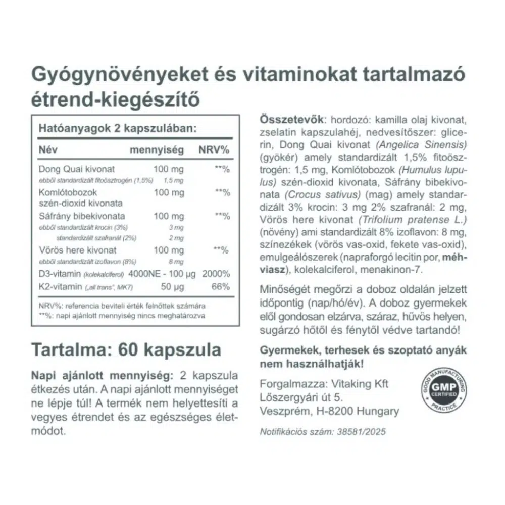 Vitaking Gyógynövény Komplex 50+ nőknek kapszula - 60db 2 Vitaking Gyógynövény Komplex 50+ nőknek kapszula - 60db - Image 2