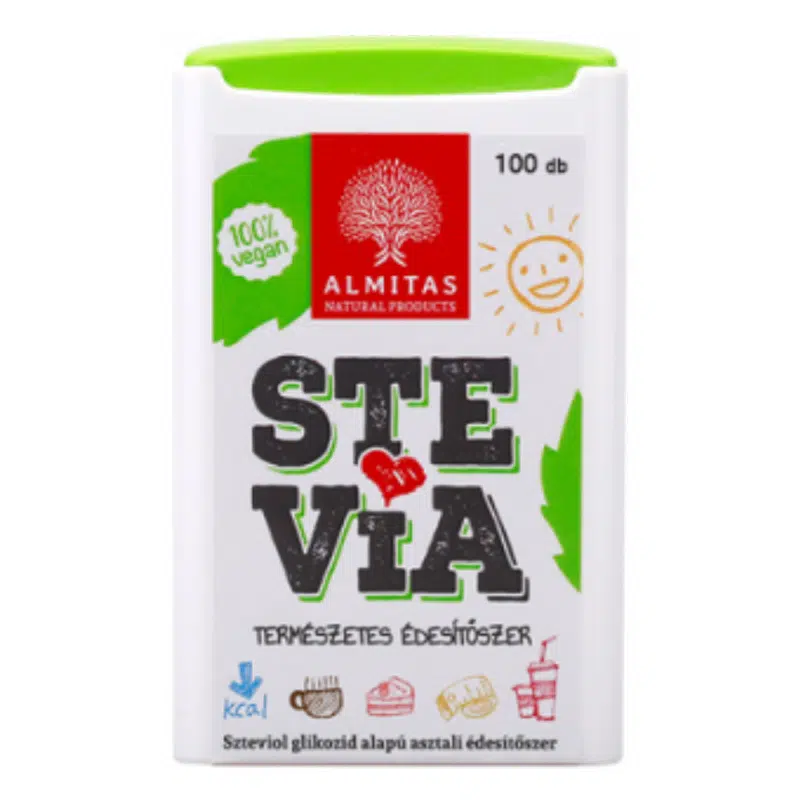 Almitas Stevia tabletta 100db 1 Almitas Stevia tabletta 100db