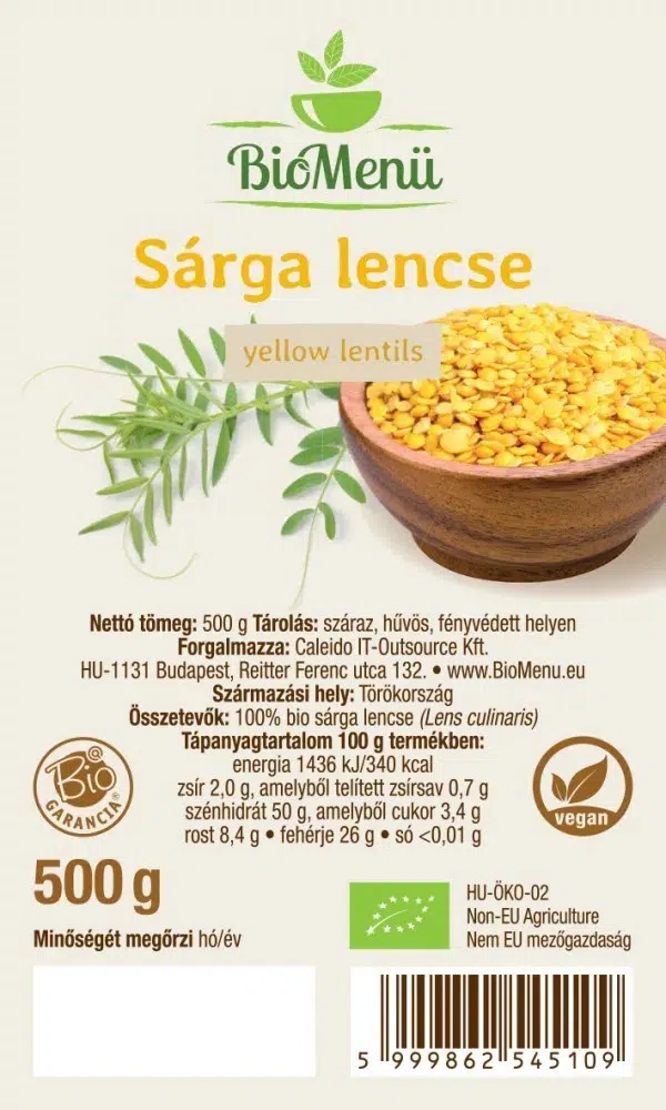 Biomenü bio SÁRGA lencse 500g 2 Biomenü bio SÁRGA lencse 500g - Image 2