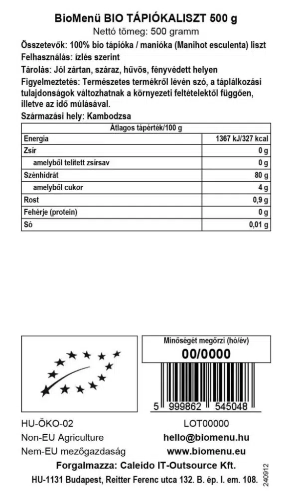 Biomenü bio Tápiókaliszt 500g 2 Biomenü bio Tápiókaliszt 500g - Image 2