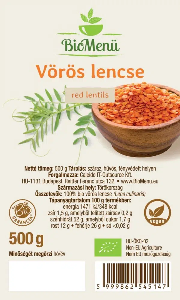 Biomenü bio VÖRÖS lencse 500g 2 Biomenü bio VÖRÖS lencse 500g - Image 2