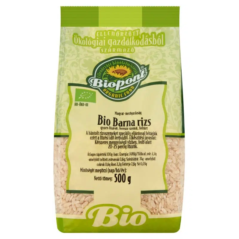Biopont Bio Barnarizs, gyorsfőzésű, hosszú szemű 500g 1 Biopont Bio Barnarizs
