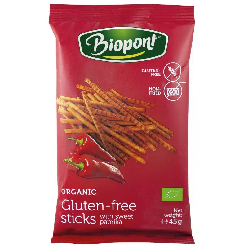 Biopont Gluténmentes sóspálcika, paprikás 45g 1 Biopont Gluténmentes sóspálcika