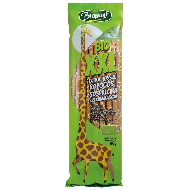 Biopont XXL Extra hosszú szezámmagos ropogós sóspálcika 90g 1 Biopont XXL Extra hosszú szezámmagos ropogós sóspálcika 90g