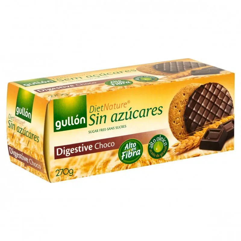 Gullon Digestive Choco diabet. korpás keksz étcsoki bevonattal, édesítőszerrel 270g 1 Gullon Digestive Choco diabet. korpás keksz étcsoki bevonattal