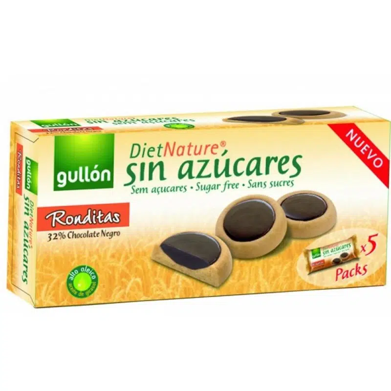 Gullon diabet. ronditas keksz étcsokoládéval töltött, édesítőszerrel 186g 1 Gullon diabet. ronditas keksz étcsokoládéval töltött