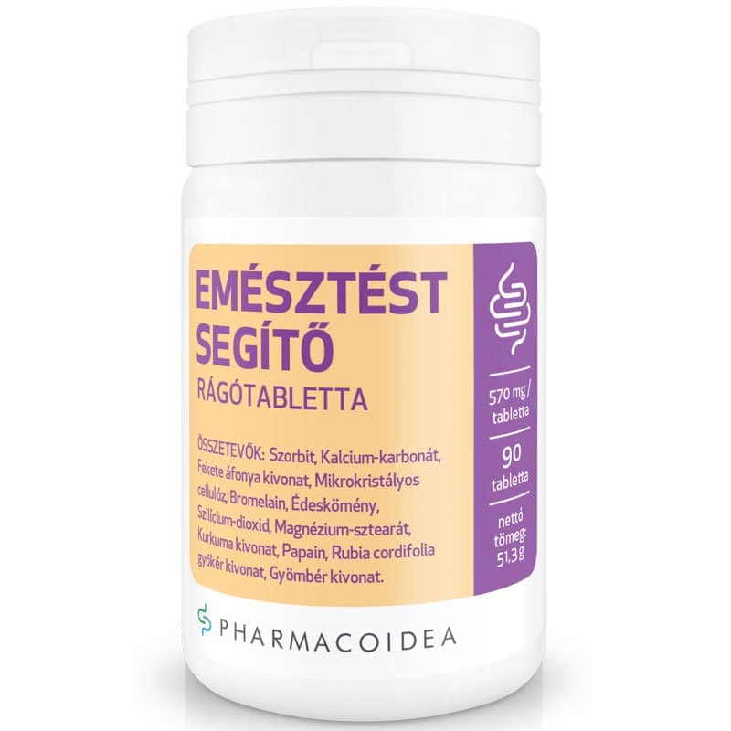Pharmacoidea Emésztést segítő rágótabletta - 90db 1 Pharmacoidea Emésztést segítő rágótabletta 90db