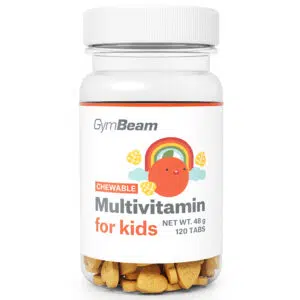 GymBeam Multivitamin narancs ízű rágótabletta gyerekeknek - 120db