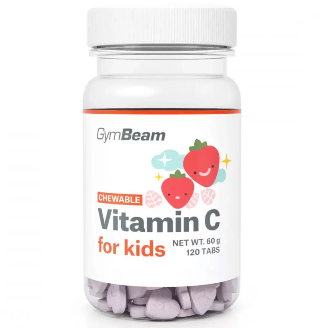 GymBeam C-vitamin gyerekeknek eper ízű rágótabletta - 120db 1 GymBeam C-vitamin eper ízű rágótabletta gyerekeknek - 120db
