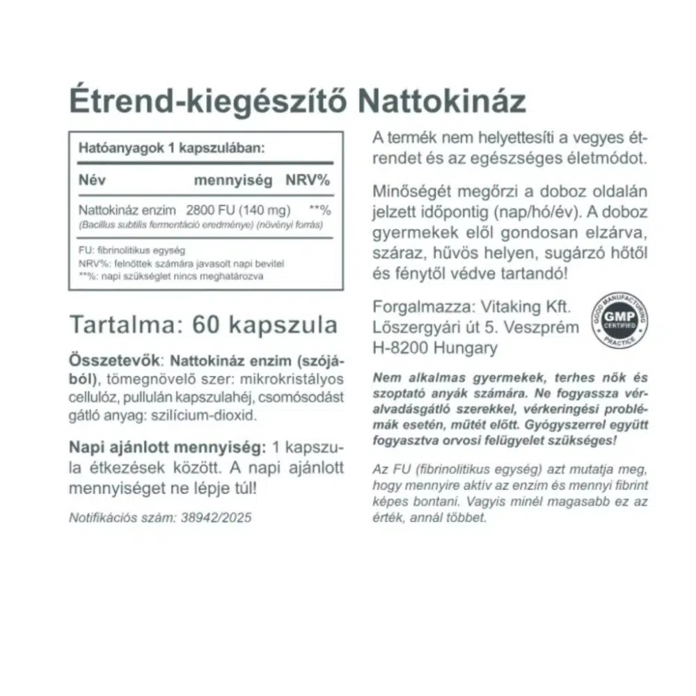 Vitaking Nattokináz Enzim kapszula - 60db 2 Vitaking Nattokináz Enzim kapszula - 60db - Image 2