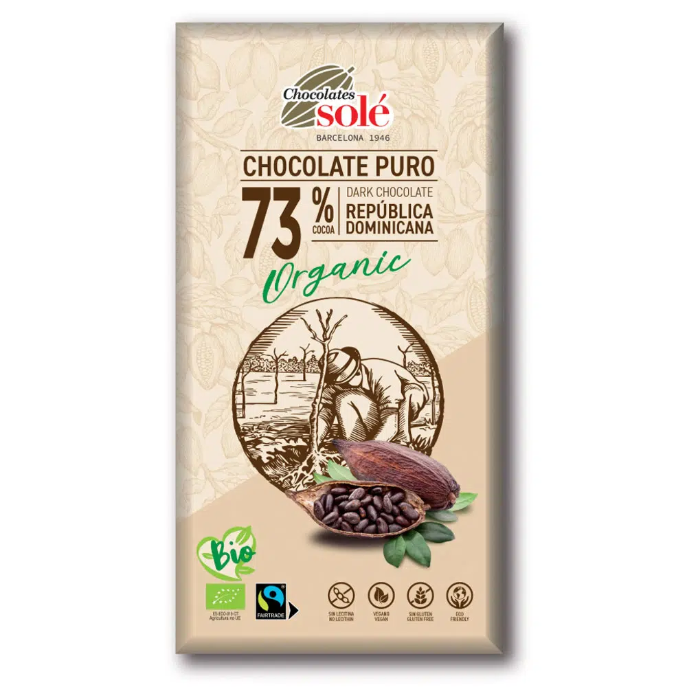 Chocolates Solé 73% Bio Étcsokoládé - 100g 1 Chocolates Solé 73% Bio Étcsokoládé - 100g