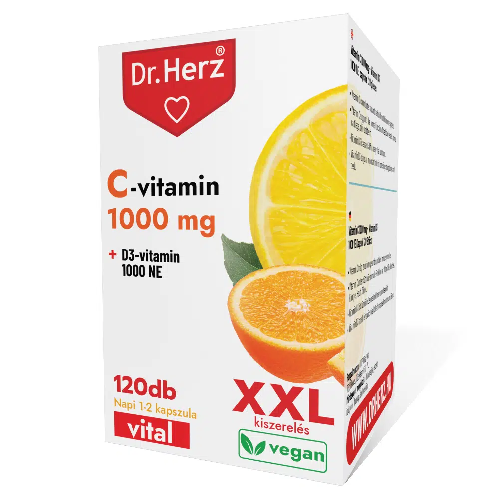 Dr. Herz XXL C+D C-vitamin 1000mg + D3-vitamin 1000NE kapszula - 120db 1 Dr. Herz XXL C+D C-vitamin 1000mg + D3-vitamin 1000NE kapszula - 120db