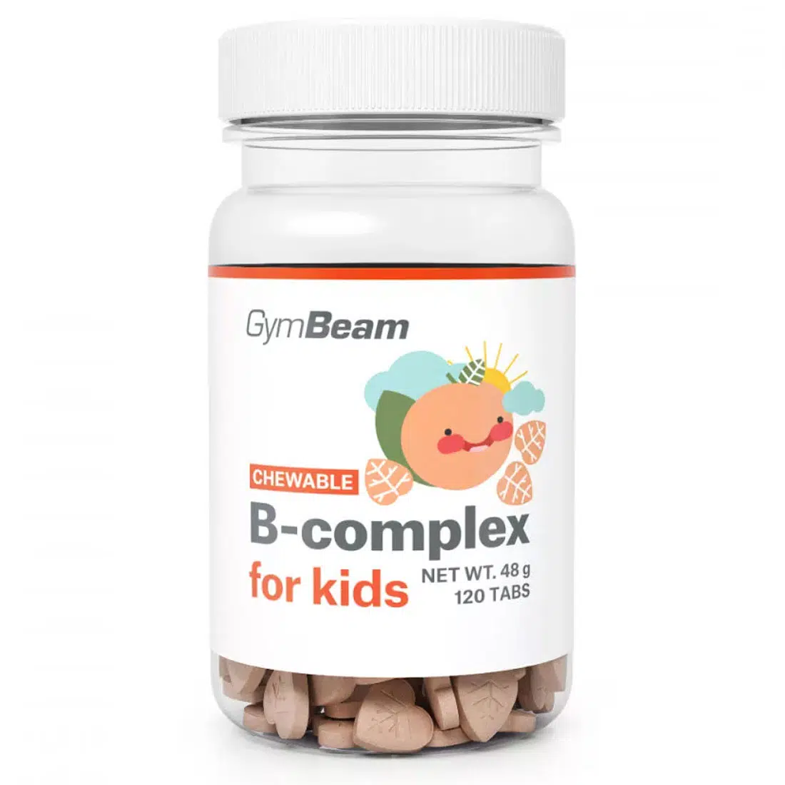 GymBeam B-komplex gyerekeknek sárgabarack ízű rágótabletta - 120db 1 GymBeam B-komplex sárgabarack ízű rágótabletta gyerekeknek - 120db