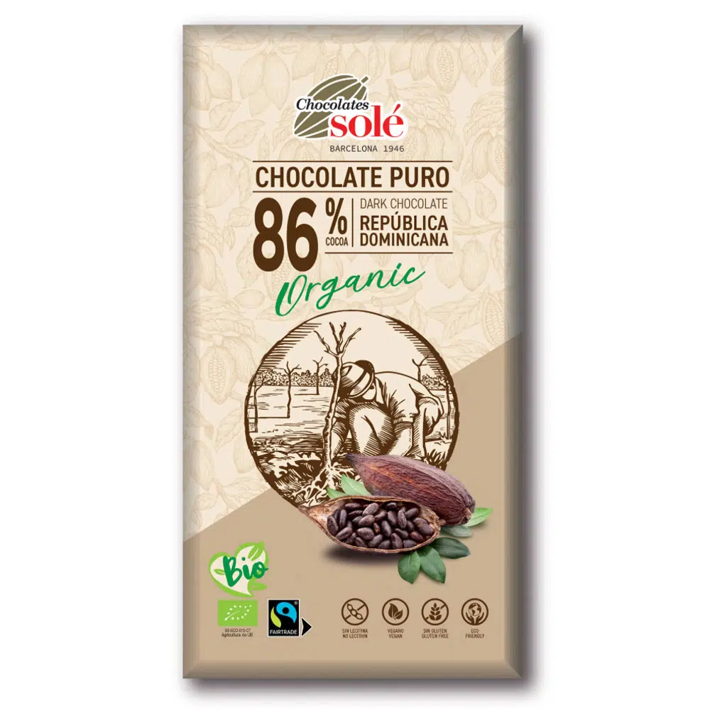 Chocolates Solé 86% Bio Étcsokoládé - 100g 1 Chocolates Solé 86% Bio Étcsokoládé - 100g