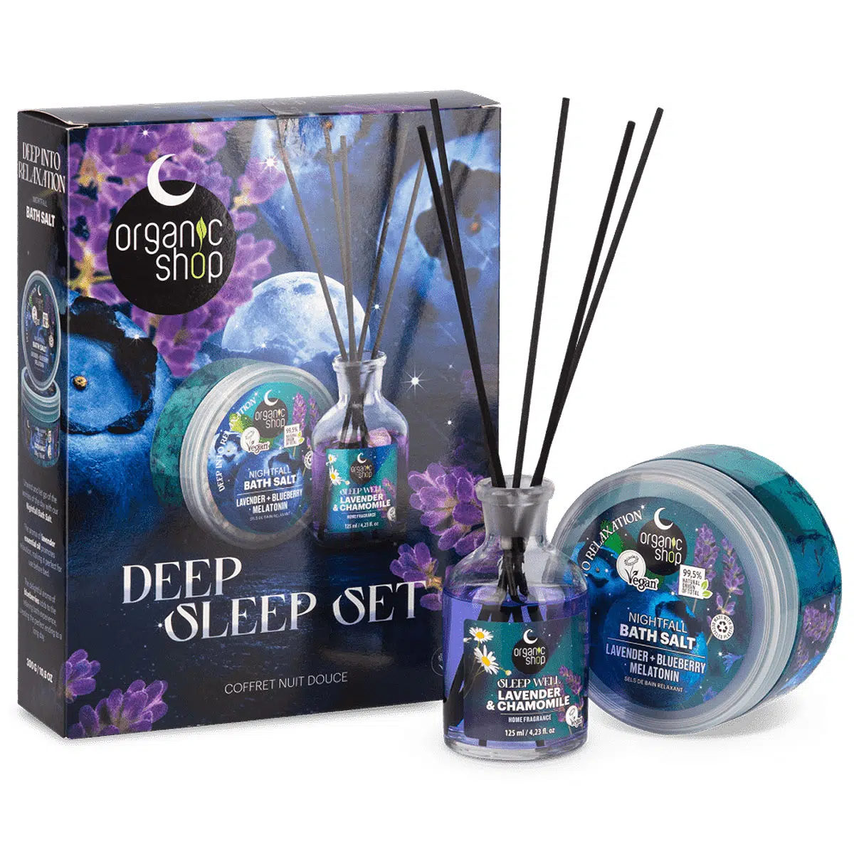 Organic Shop „Deep Sleep” ajándék szett - 300g + 125ml 1 Organic Shop "Deep Sleep" ajándék szett - 300g + 125ml