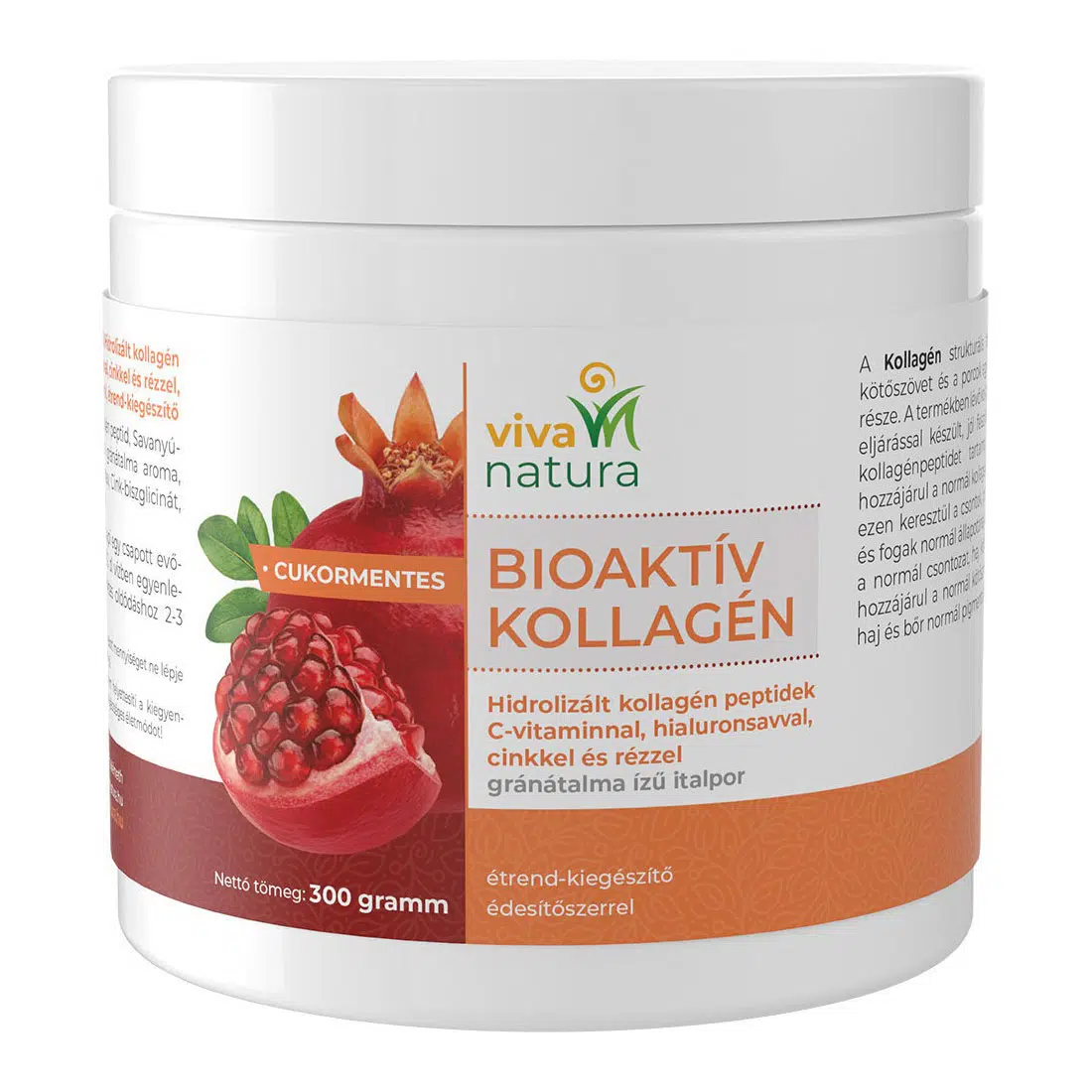 Viva Natura Bioaktív Kollagén gránátalma ízű italpor - 300g 1 Viva Natura Bioaktív Kollagén gránátalma ízű italpor - 300g