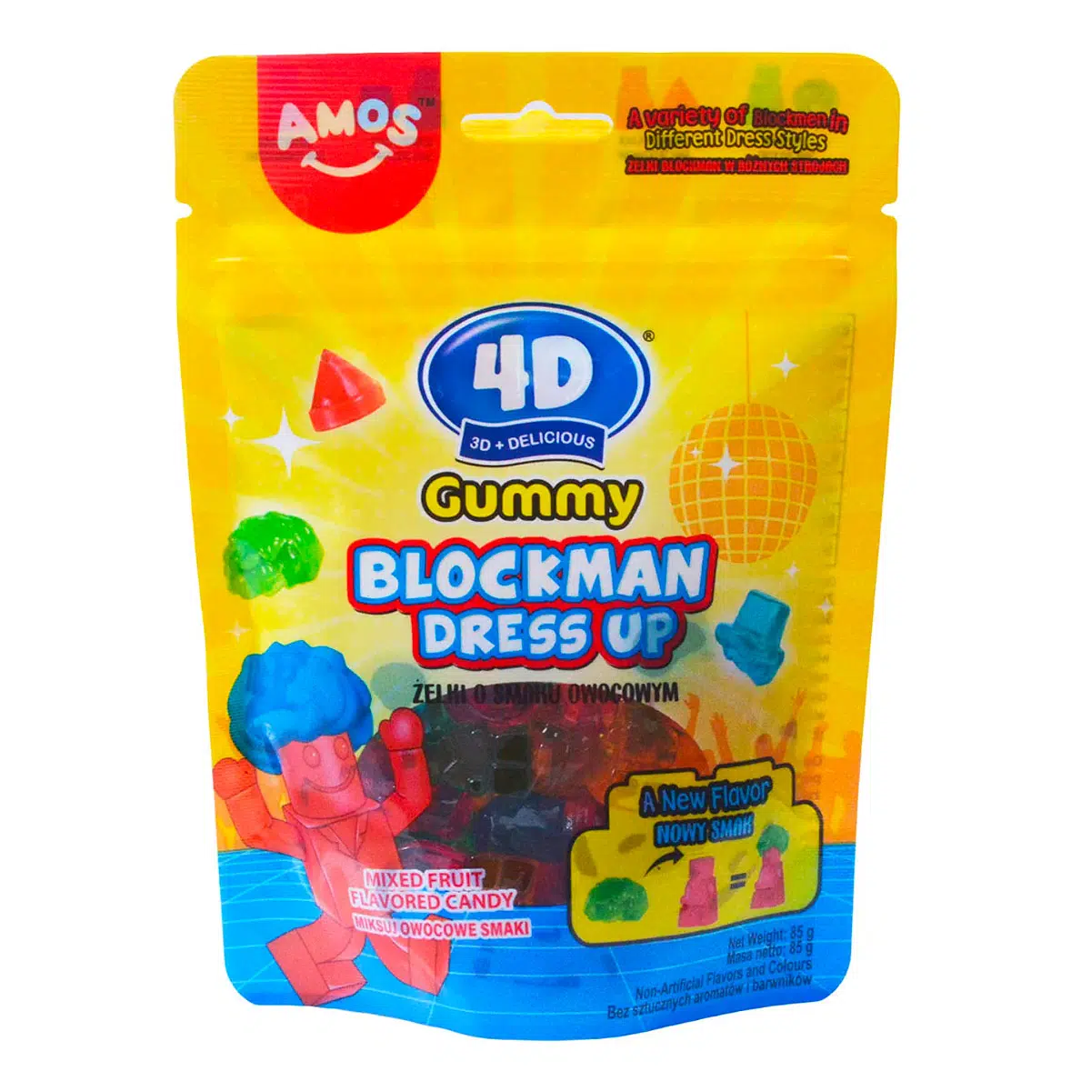 Amos 4D Öltöztethető vegyes gyümölcsízű építhető gumicukor - 85g 1 Amos 4D Öltöztethető vegyes gyümölcsízű építhető gumicukor - 85g