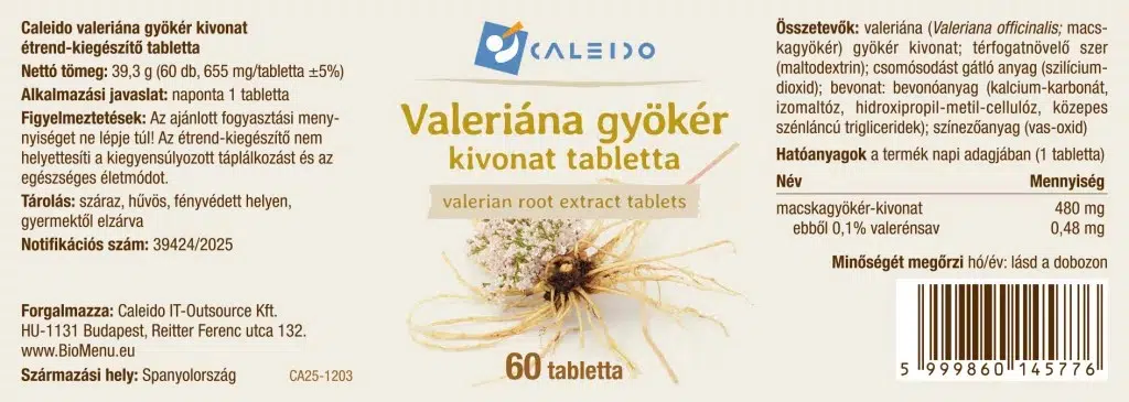 Caleido Valeriana gyökér kivonat tabletta - 60db 2 Caleido Valeriana gyökér kivonat tabletta - 60db - Image 2