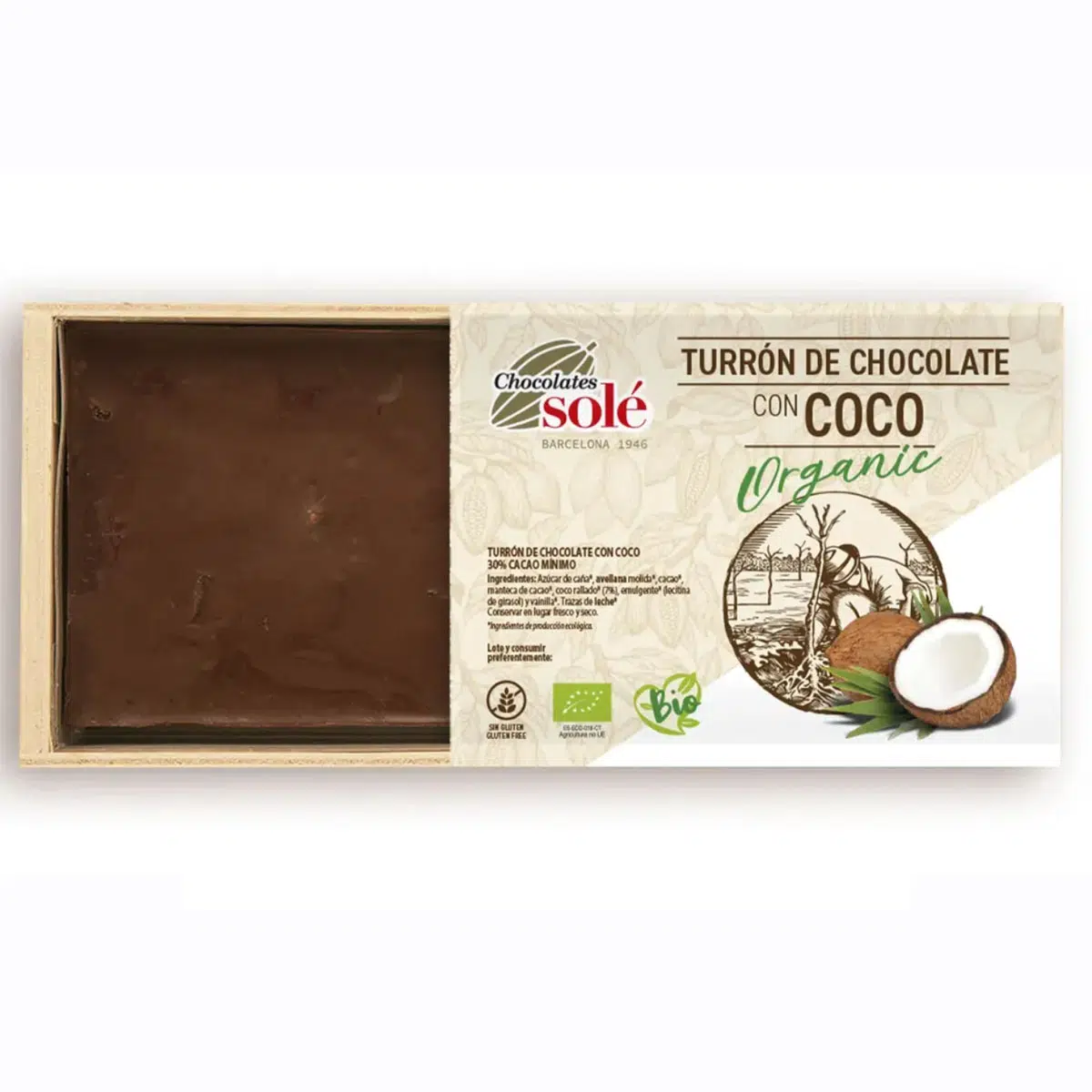 Chocolates Solé Bio csokoládés Nugát kókusszal - 200g 1 Chocolates Solé Bio csokoládés Nugát kókusszal - 200g
