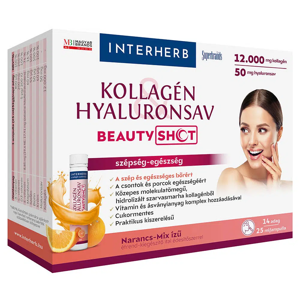 Interherb Kollagén Hyaluronsav Beauty Shot - 14 ampulla 1 Interherb Kollagén Hyaluronsav Beauty Shot - 14 ampulla