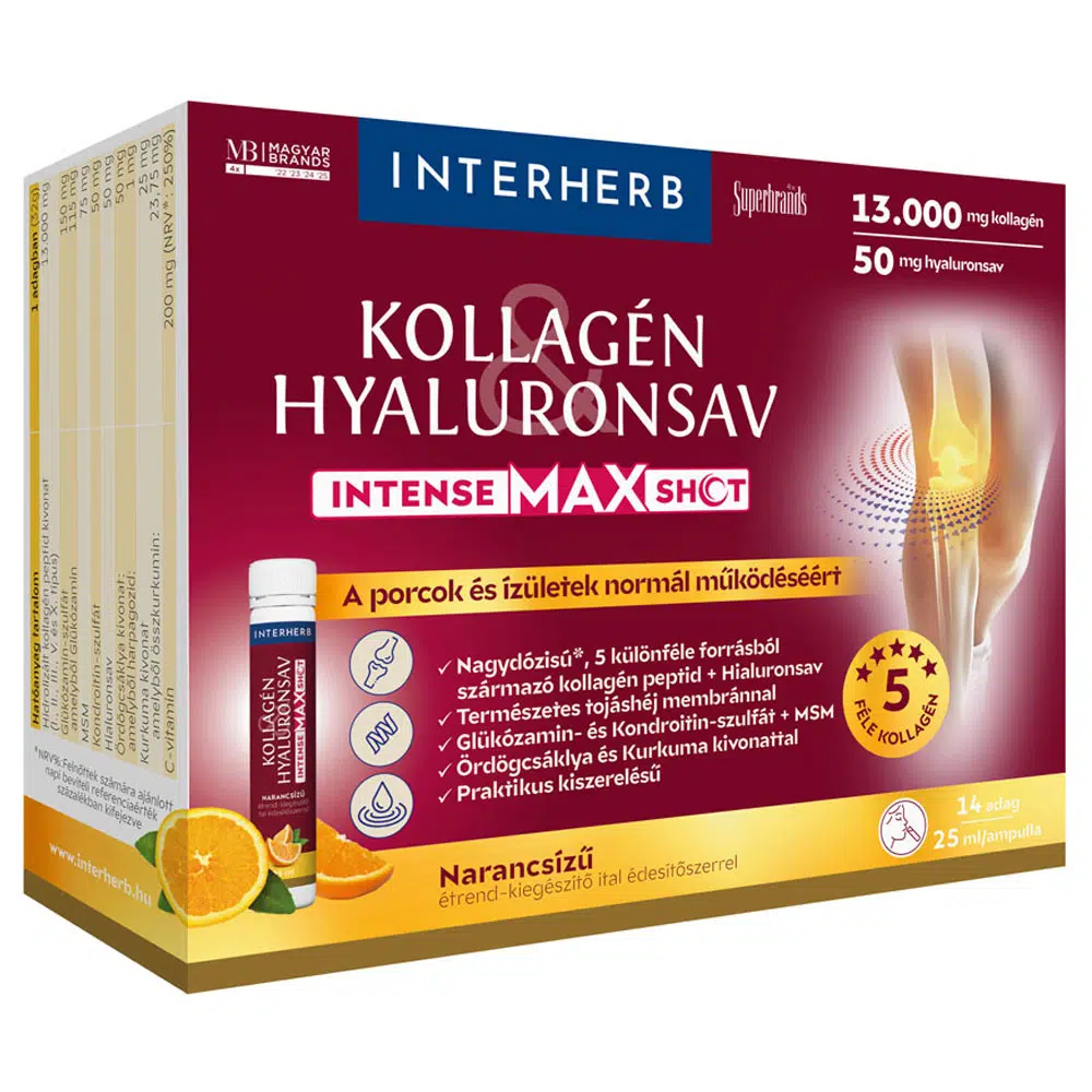Interherb Kollagén Hyaluronsav Intense MAX Shot - 14 ampulla 1 Interherb Kollagén Hyaluronsav Intense MAX Shot - 14 ampulla