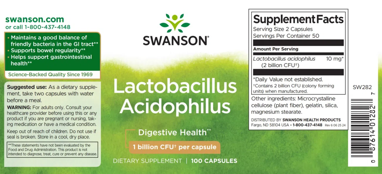 Swanson Lactobacillus Acidophilus kapszula - 100db 2 Swanson Lactobacillus Acidophilus kapszula - 100db - Image 2