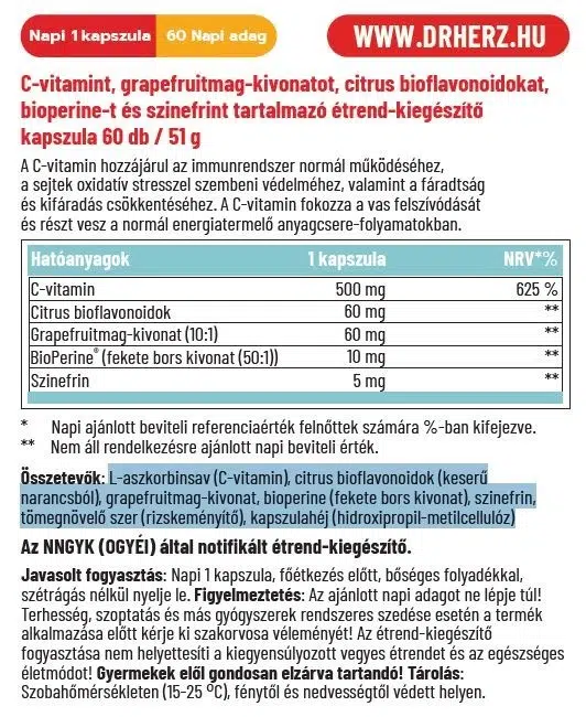 Dr. Herz Grapefruitmag Plus kivonat kapszula - 60db 2 Dr. Herz Grapefruitmag Plus kivonat kapszula - 60db - Image 2
