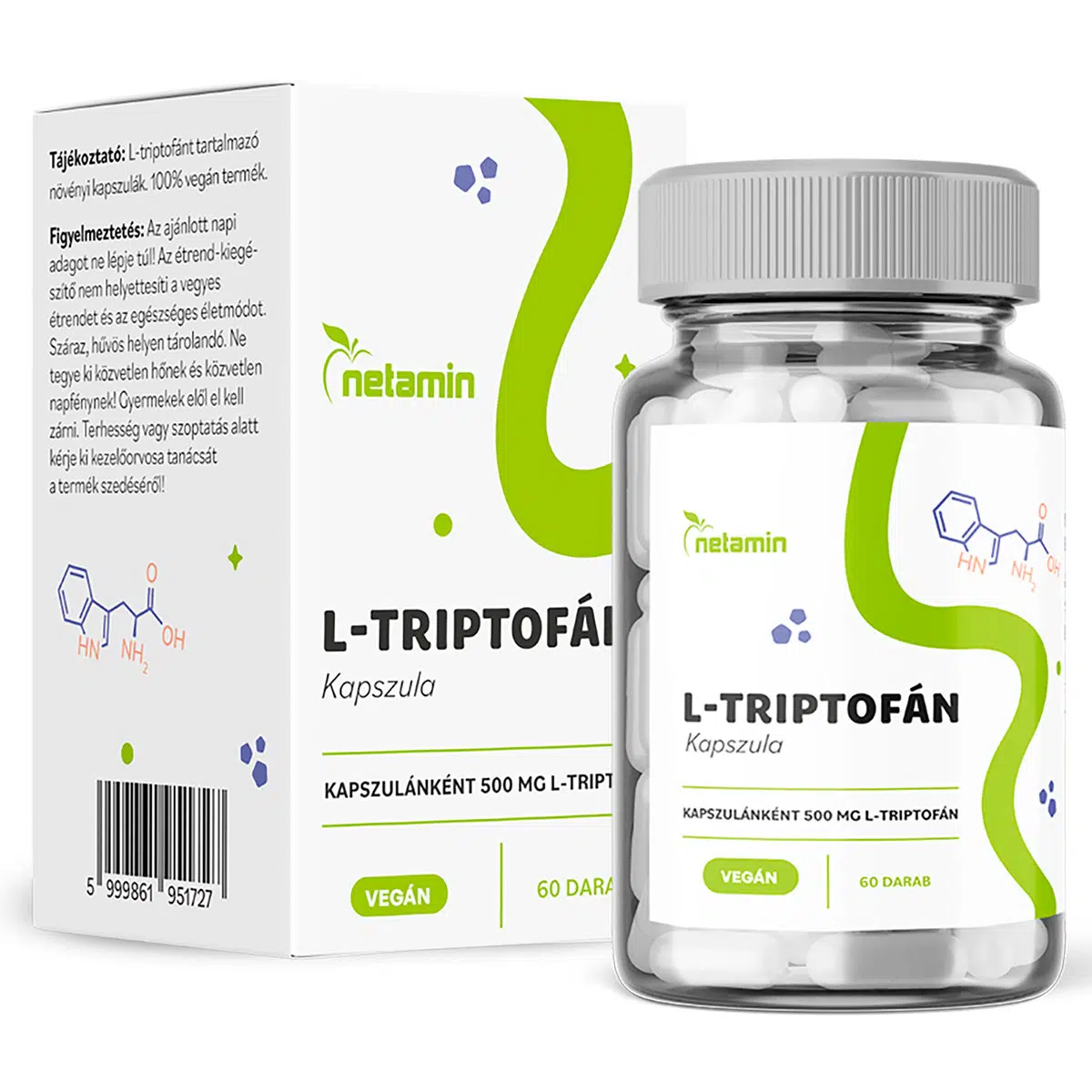 Netamin L-triptofán 500mg kapszula - 60db 1 Netamin L-triptofán kapszula 500mg 60 db
