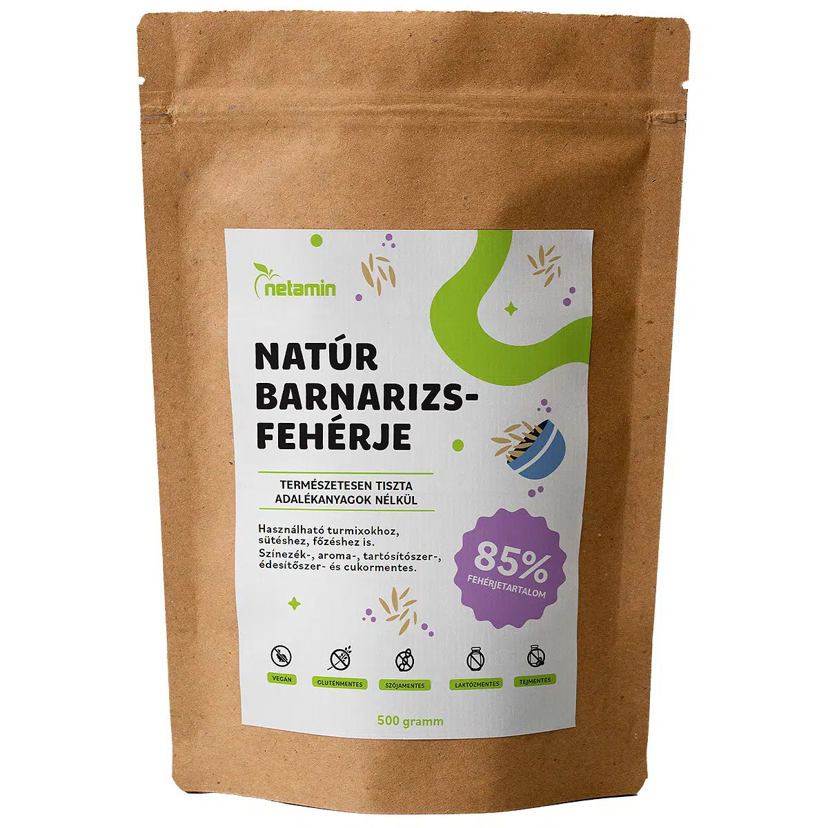 Netamin Natúr Rizs fehérje - 500g 1 Netamin Natúr barnarizs fehérje 500g