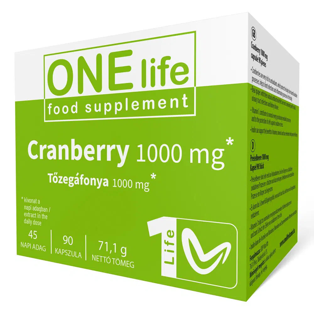 One Life Tőzegáfonya kivonat 1000mg kapszula - 90db 1 One Life Tőzegáfonya kivonat 1000mg kapszula - 90db