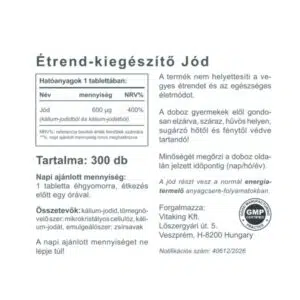 Vitaking Jódharmónia 600mcg tabletta - 300db 3 Vitaking Jódharmónia 600mcg tabletta - 300db - Image 2
