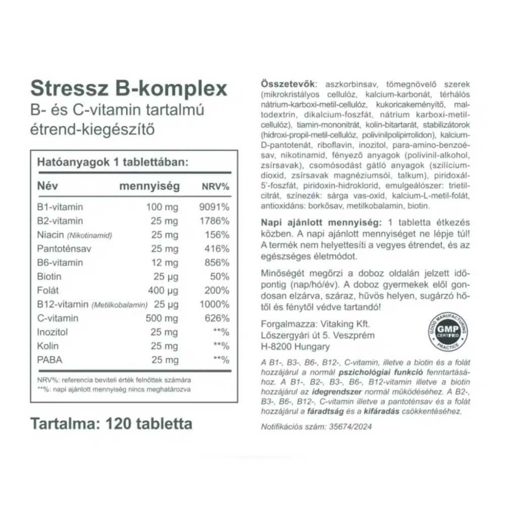 Vitaking Stress B-Komplex vitamin tabletta – 120db 2 Vitaking Stress B-Komplex vitamin tabletta – 120db - Image 2