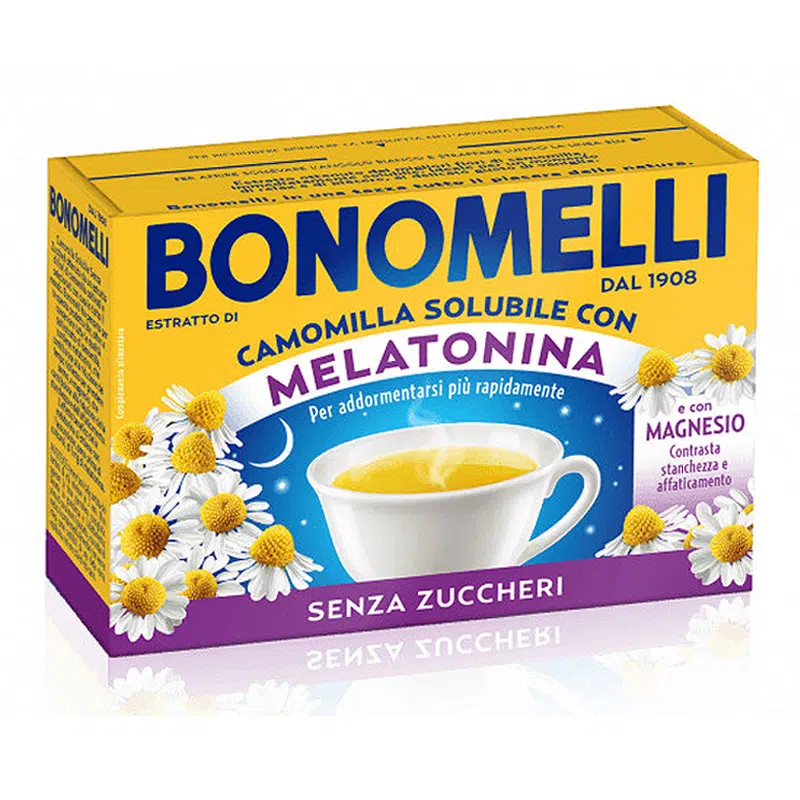 Bonomelli Kamilla, Melatonin és Magnézium tartalmú cukormentes italpor – 14 db 1 Bonomelli étrend-kiegészítő Melatonin italpor magnéziummal cukormentes (Marnys)– 14 db