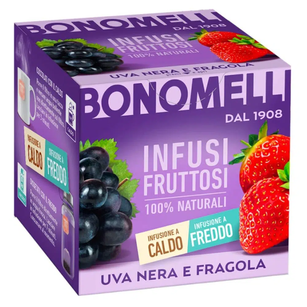 Bonomelli Fekete szőlő és eper gyümölcstea - 12 tasak 1 Bonomelli Fekete szőlő és eper gyümölcstea - 12 tasak