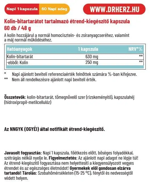 Dr. Herz Kolin-bitartarát kapszula - 60db 2 Dr. Herz Kolin-bitartarát kapszula - 60db - Image 2